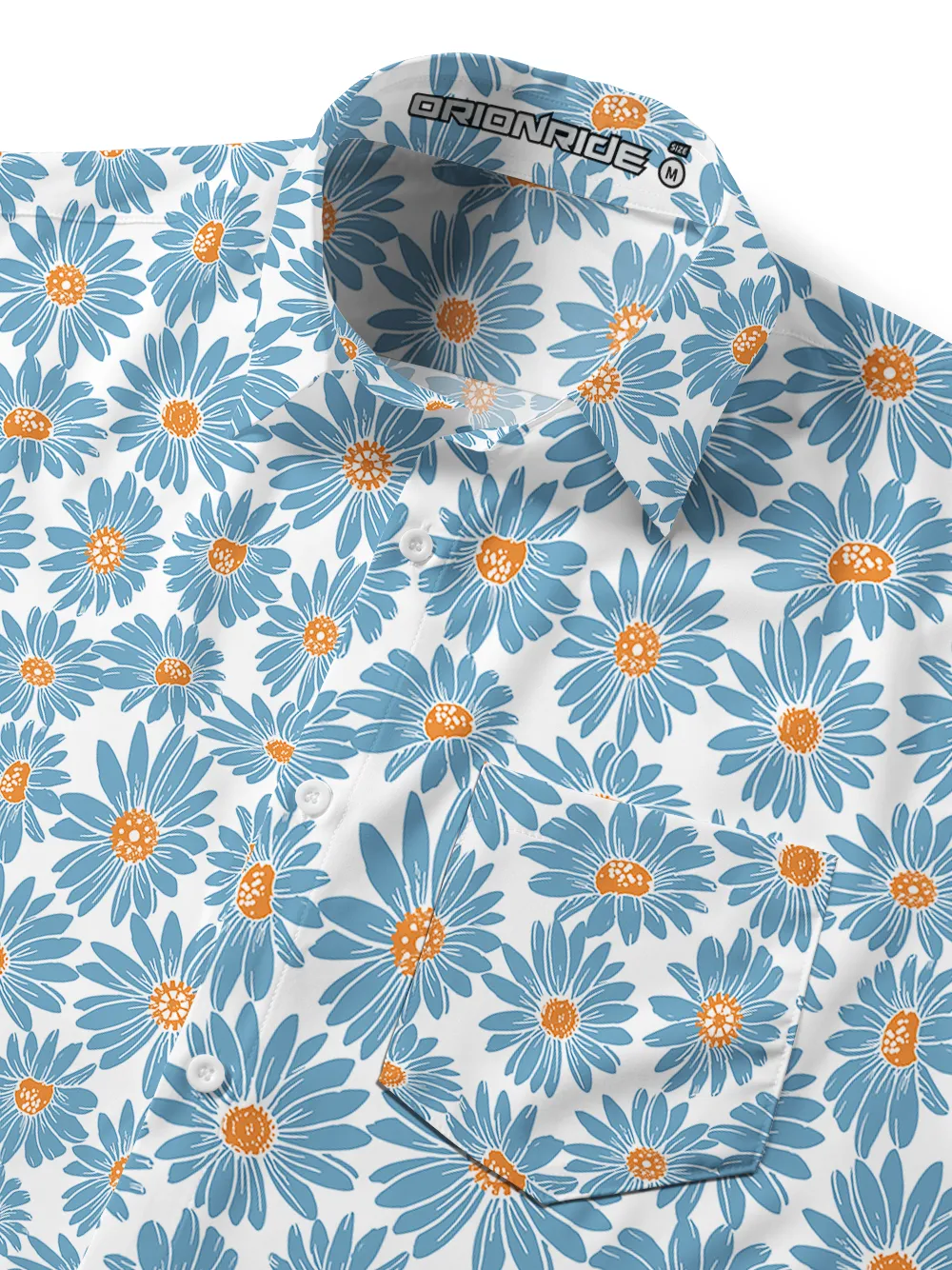 Orionride Blue Daisy Zipper Pockets Ultra Lightweight Short Sleeves Gravel Shirt sold by Orionride product image thumbnail 4