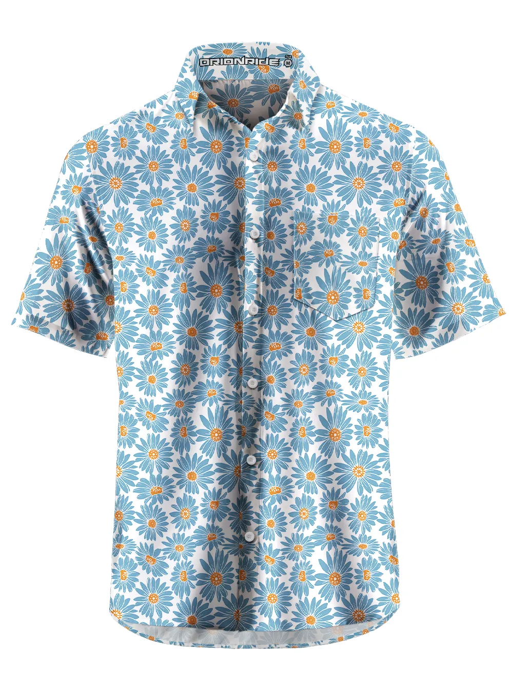 Orionride Blue Daisy Zipper Pockets Ultra Lightweight Short Sleeves Gravel Shirt sold by Orionride