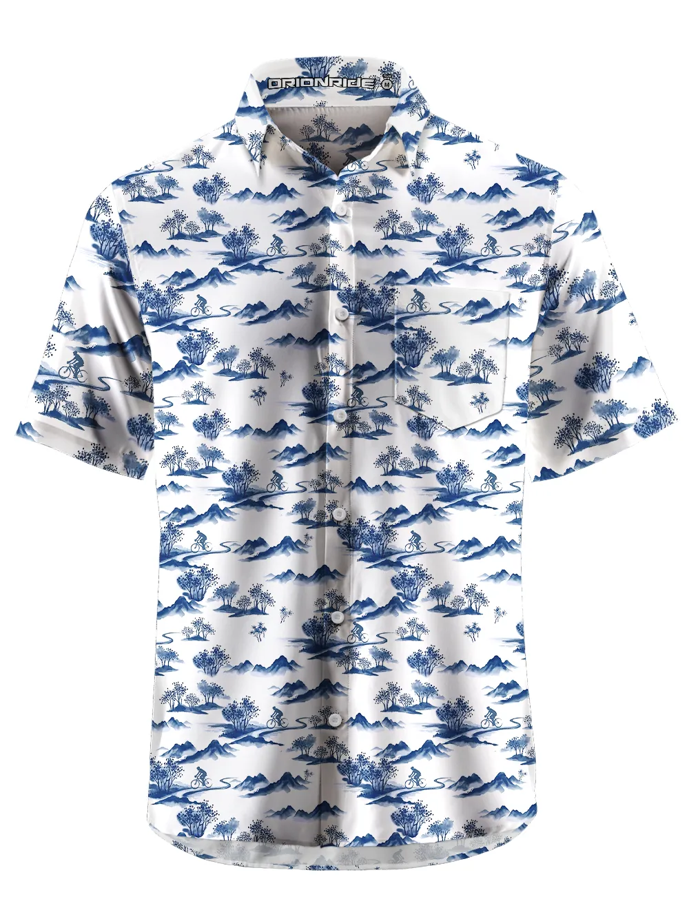 Orionride Ink landscape Painting Zipper Pockets Ultra Lightweight Short Sleeves Gravel Shirt sold by Orionride