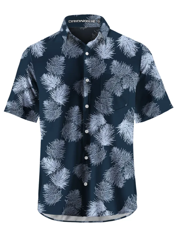 Orionride Line Drawing Of Leaves Zipper Pockets Ultra Lightweight Short Sleeves Gravel Shirt made by Orionride