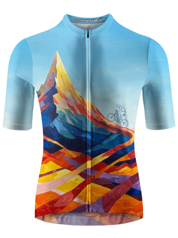 Orionride Colorful Mountain Peaks Short Sleeves Cycling Jersey made by Orionride