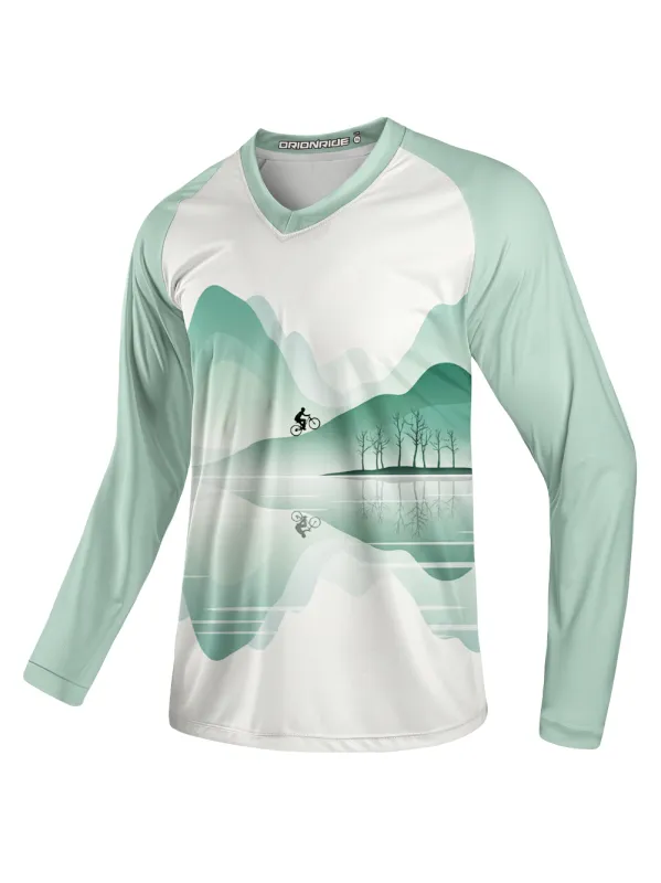 Orionride Mountain And Water Reflection Long Sleeve Downhill Jersey made by Orionride