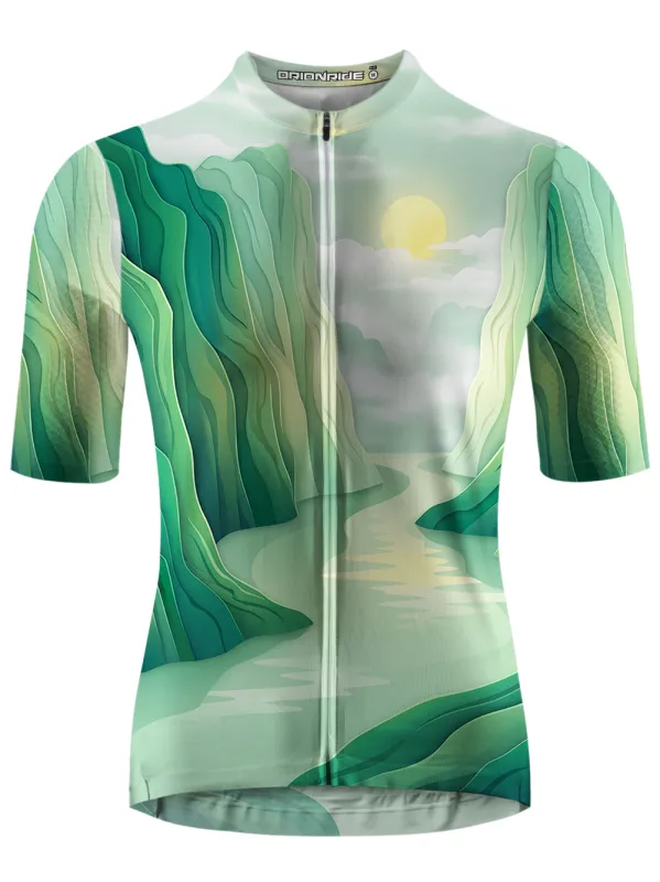 Orionride Verdant Mountains And Waters Short Sleeves Cycling Jersey made by Orionride