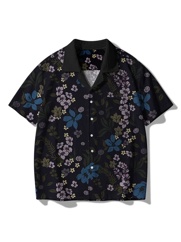 Orionride Lavender-Colored Clusters Men's Camp Collar Knitted Shirt made by Orionride