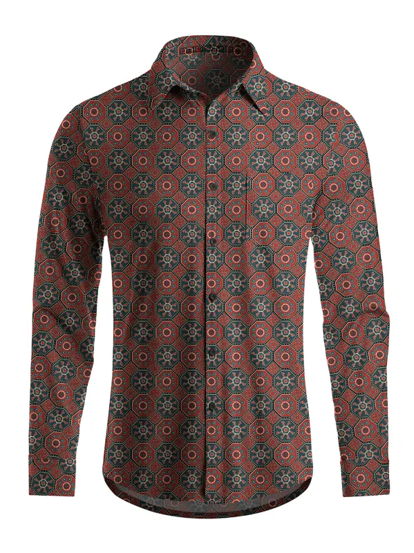 Orionride Hexagonal Gear Men's Stretchy Breathable Long Sleeve Gravel Shirt made by Orionride