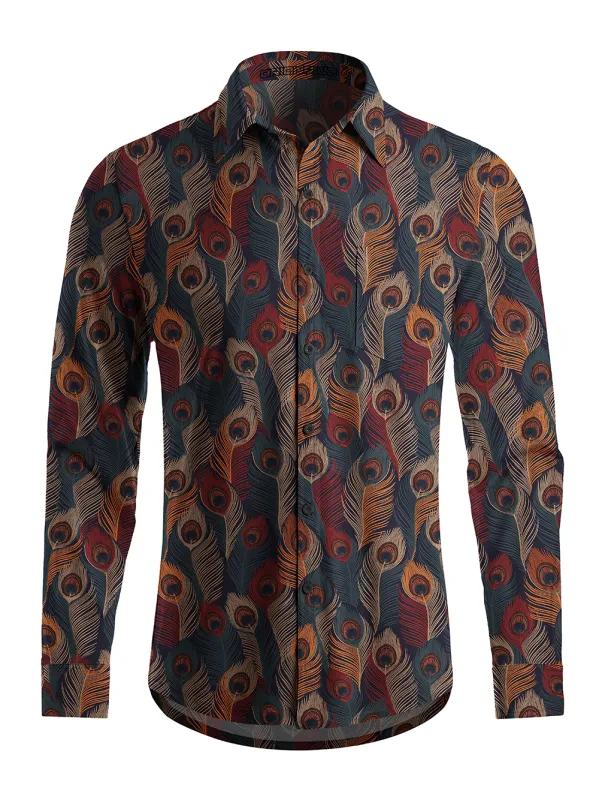 Orionride Colorful Feathers Men's Stretchy Breathable Long Sleeve Gravel Shirt made by Orionride