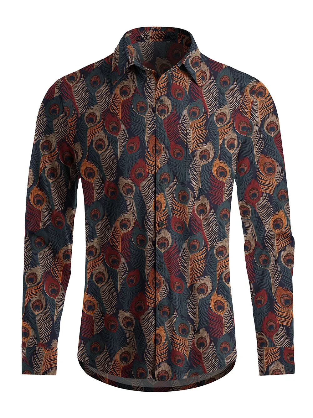 Orionride Colorful Feathers Men's Stretchy Breathable Long Sleeve Gravel Shirt sold by Orionride