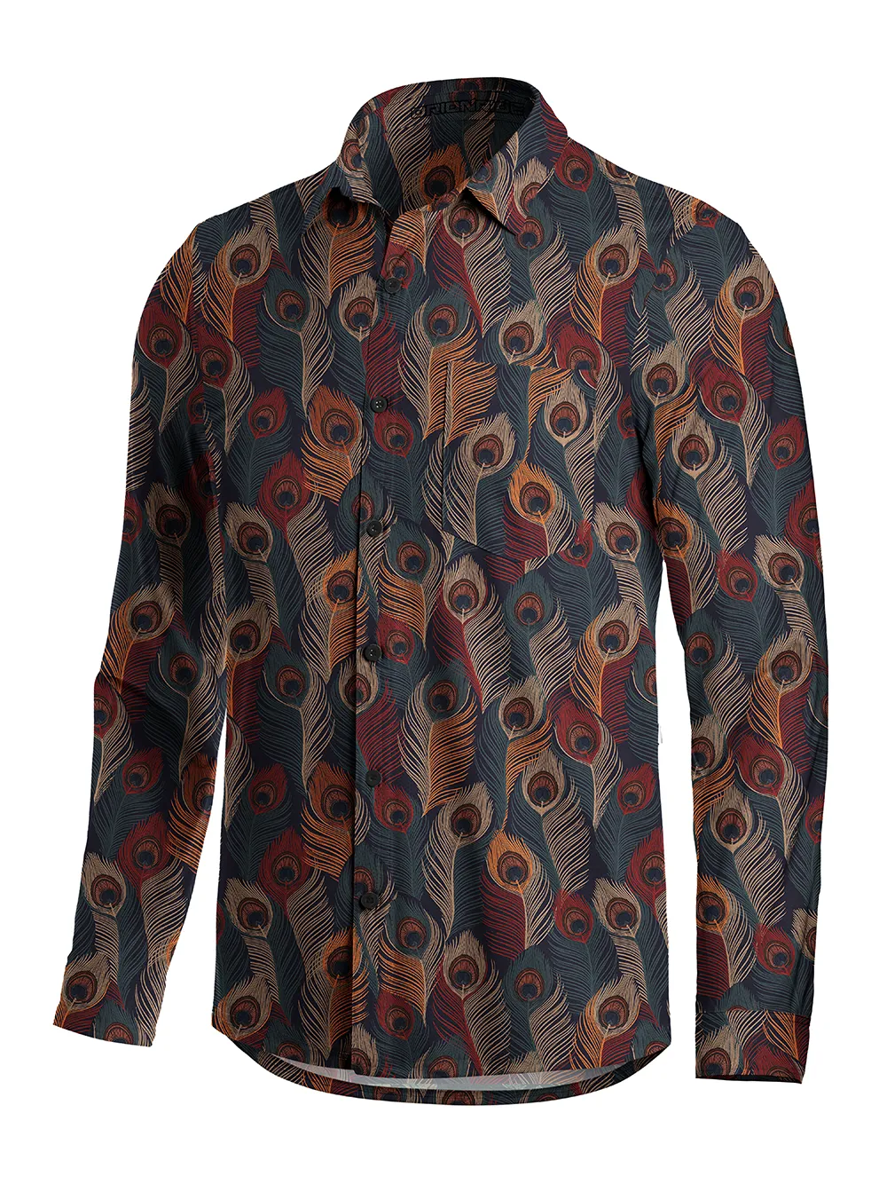 Orionride Colorful Feathers Men's Stretchy Breathable Long Sleeve Gravel Shirt sold by Orionride product image thumbnail 2