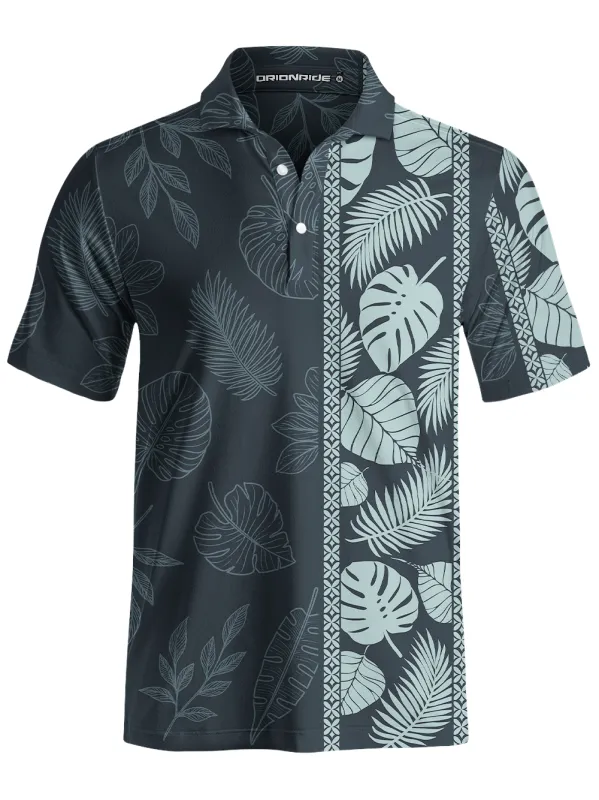 Orionride Striped Monstera Deliciosa Men's Polo Shirt made by Orionride