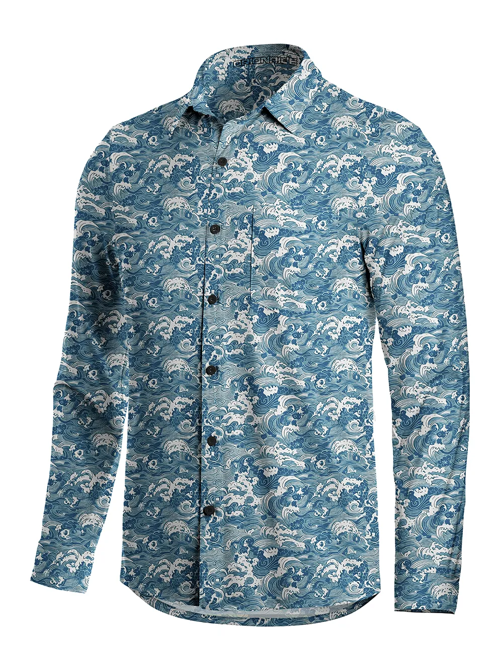 Orionride Sea Waves Men's Stretchy Breathable Long Sleeve Gravel Shirt sold by Orionride product image thumbnail 2