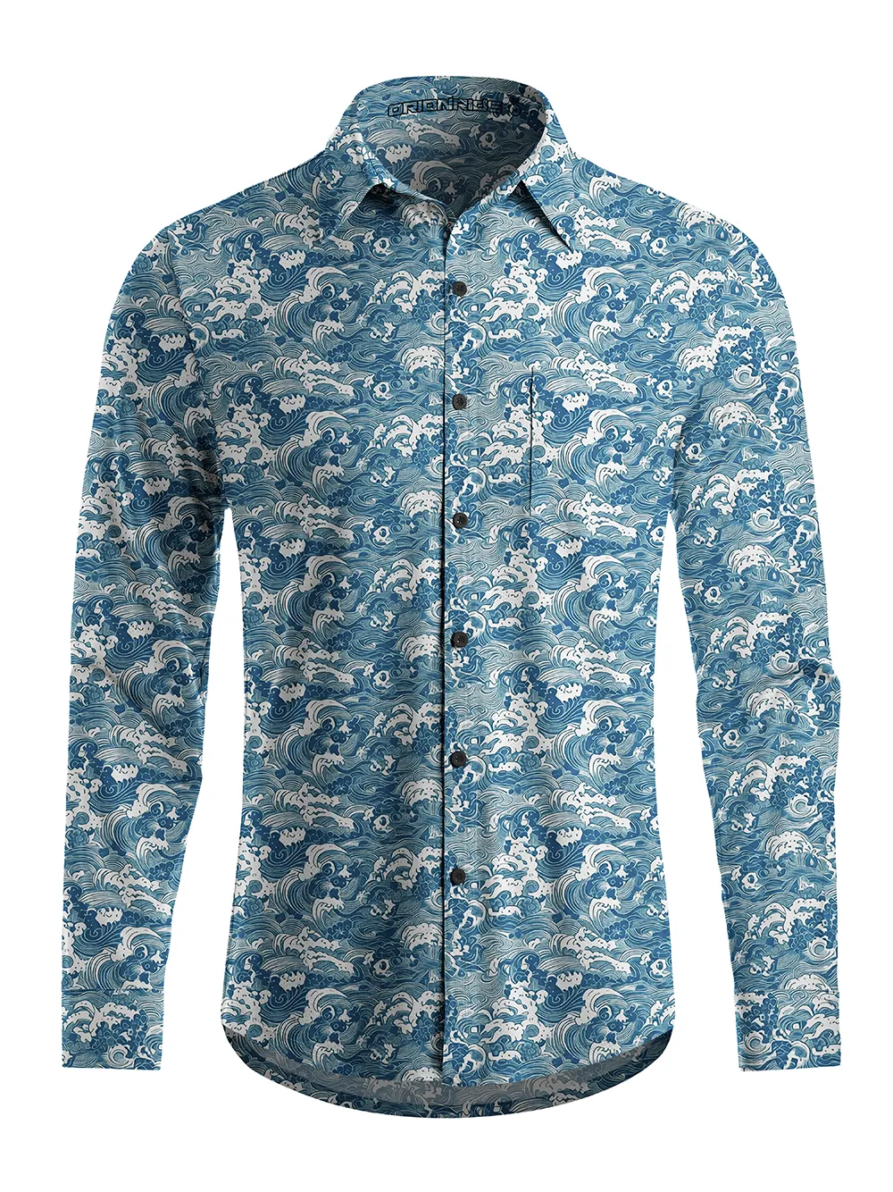 Orionride Sea Waves Men's Stretchy Breathable Long Sleeve Gravel Shirt sold by Orionride