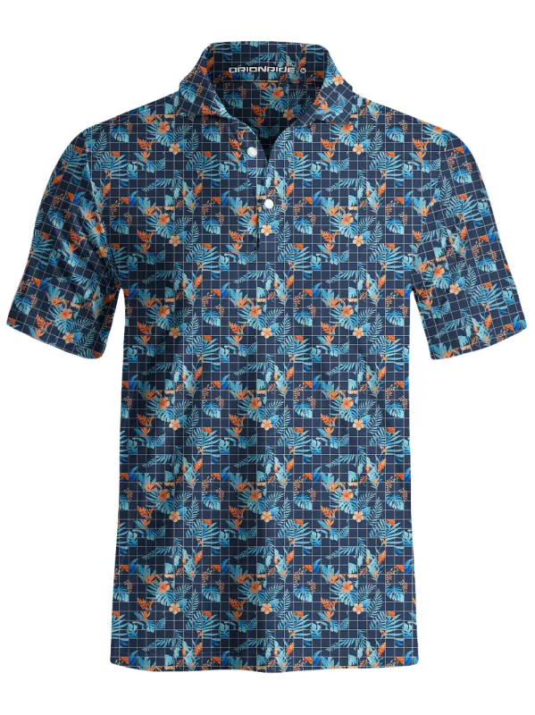 Orionride Checkered Flowers Men's Polo Shirt made by Orionride