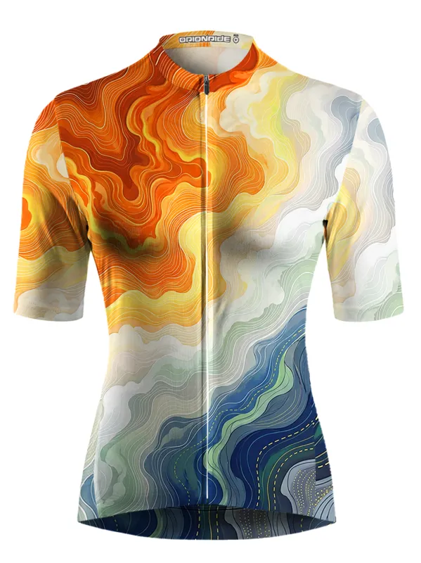 Orionride Undulating Contour Lines Short Sleeves Women's Jersey made by Orionride