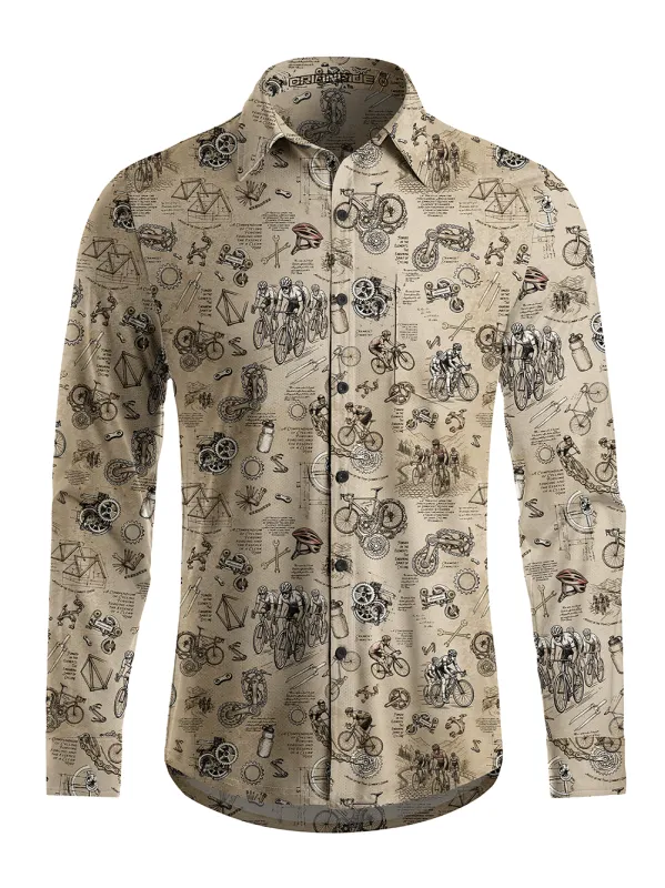Orionride Cycling Notes Men's Stretchy Breathable Long Sleeve Gravel Shirt made by Orionride