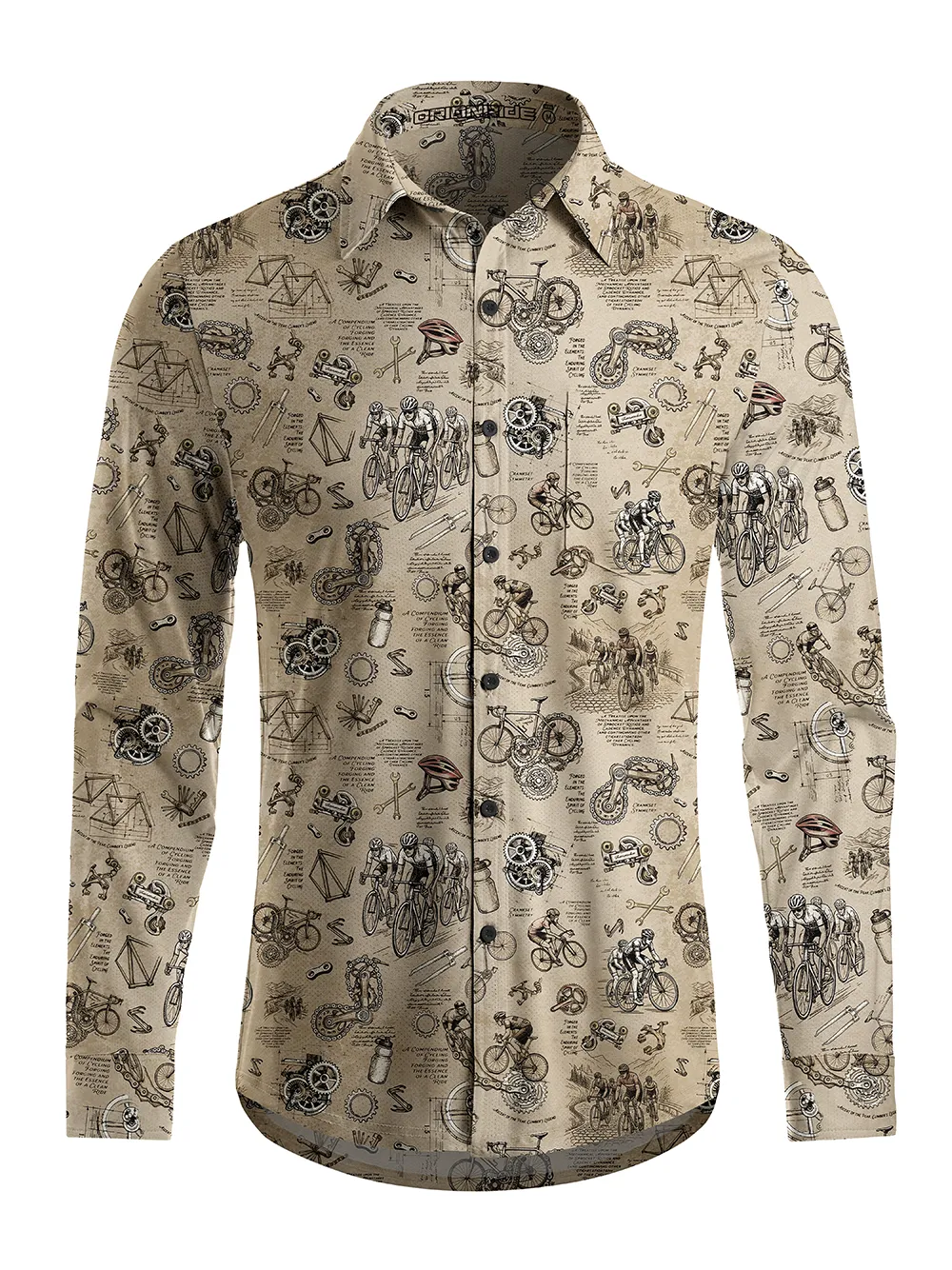 Orionride Cycling Notes Men's Stretchy Breathable Long Sleeve Gravel Shirt sold by Orionride
