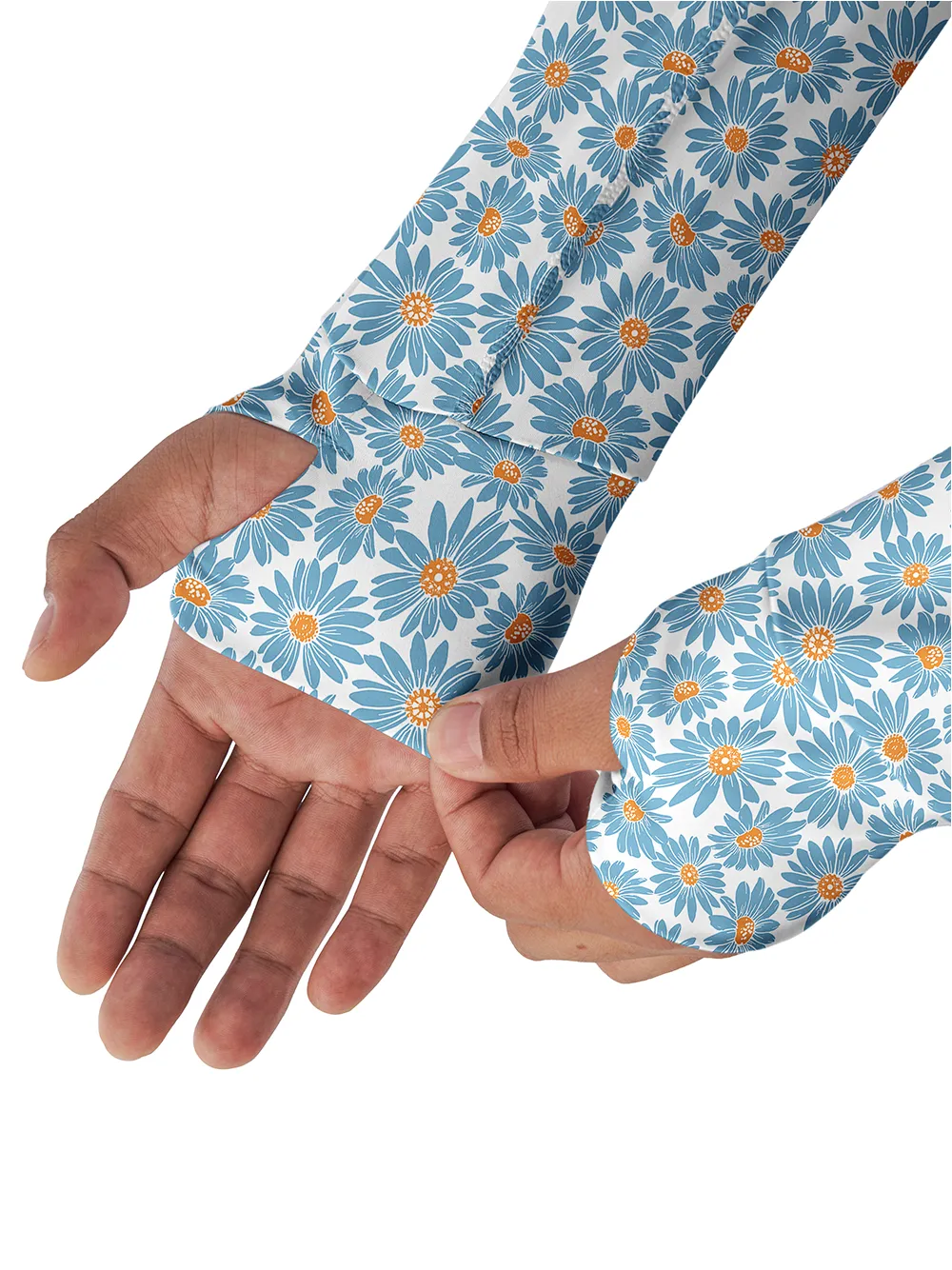 Orionride Blue Daisy Long Sleeve Cycling Hoodie Shirt sold by Orionride product image thumbnail 5