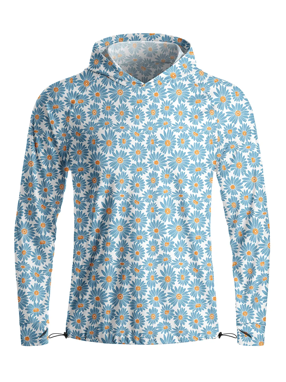 Orionride Blue Daisy Long Sleeve Cycling Hoodie Shirt sold by Orionride