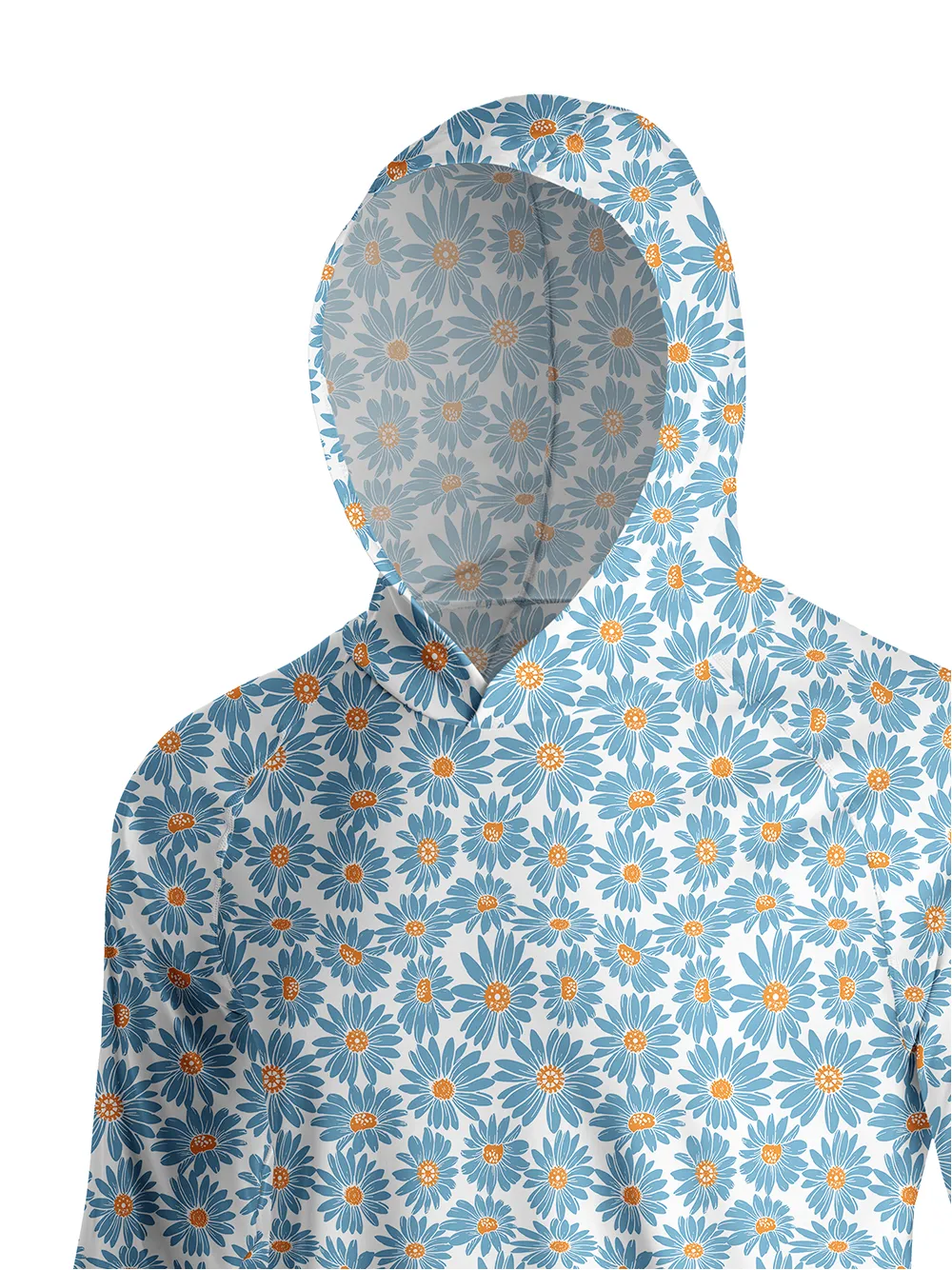 Orionride Blue Daisy Long Sleeve Cycling Hoodie Shirt sold by Orionride product image thumbnail 4