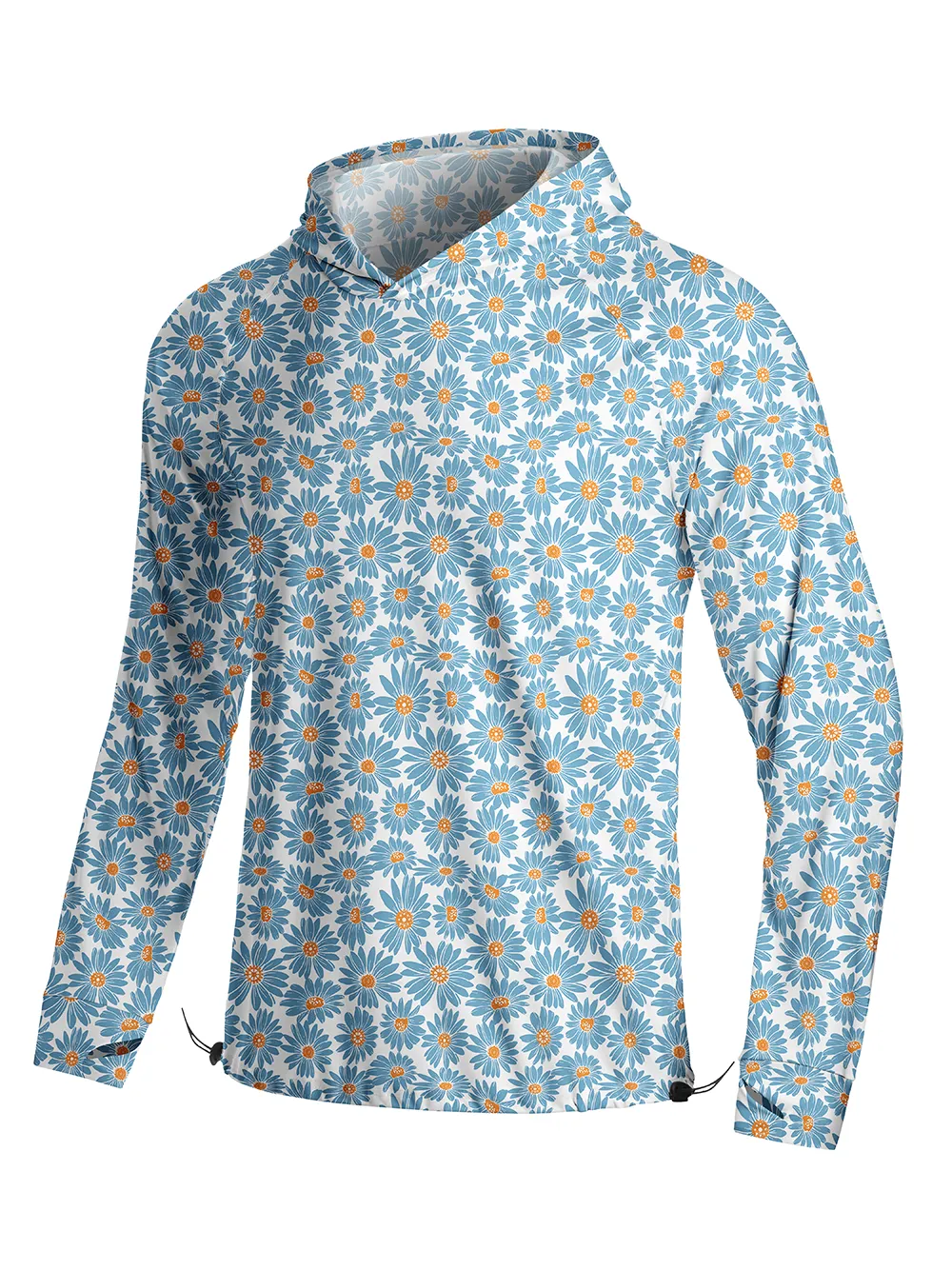 Orionride Blue Daisy Long Sleeve Cycling Hoodie Shirt sold by Orionride product image thumbnail 2