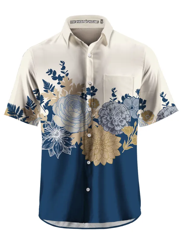 Orionride Grey Hydrangea Zipper Pockets Ultra Lightweight Short Sleeves Gravel Shirt made by Orionride