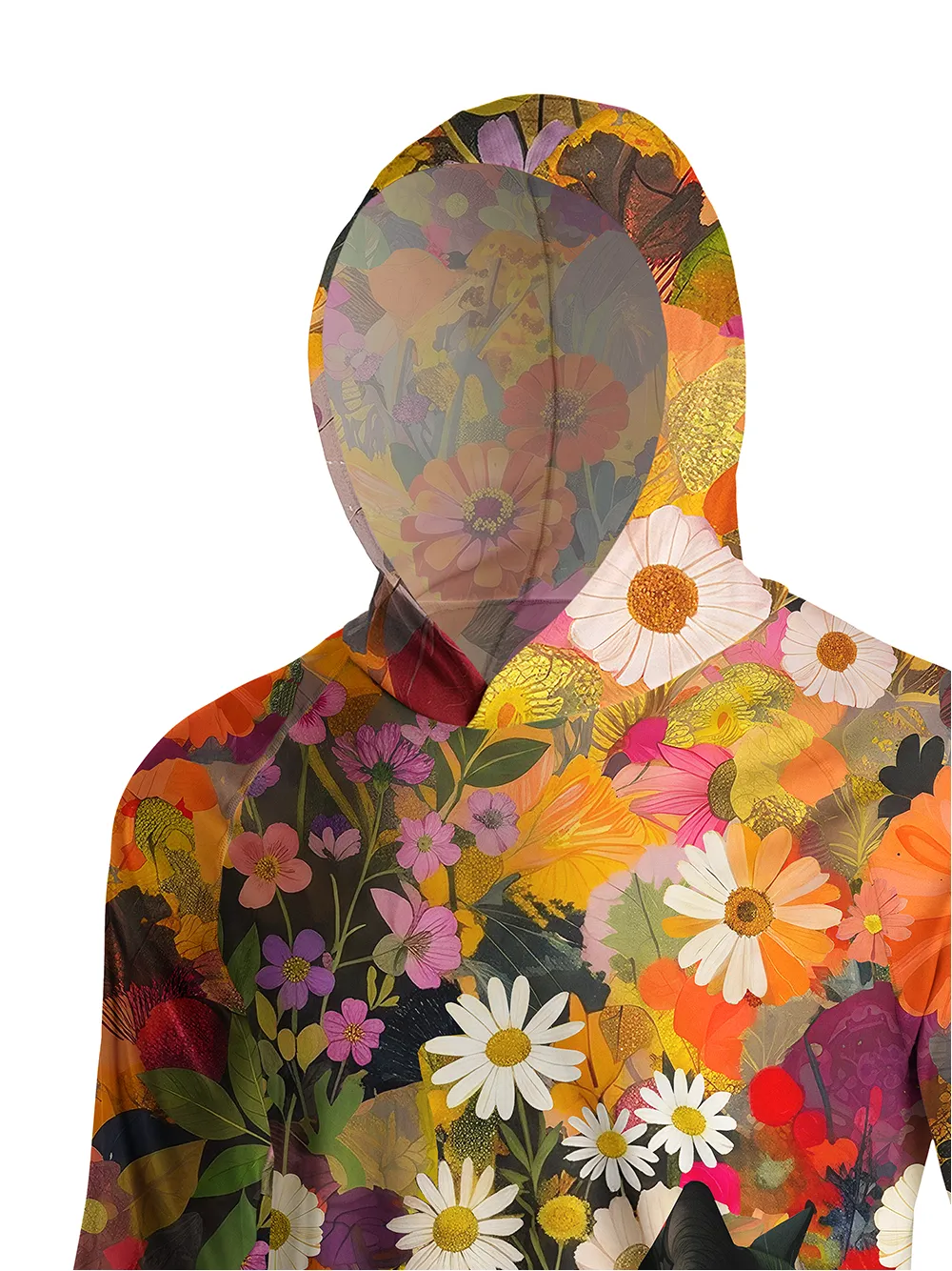 Orionride Cat In The Flower Bushes Long Sleeve Cycling Hoodie Shirt sold by Orionride product image thumbnail 4