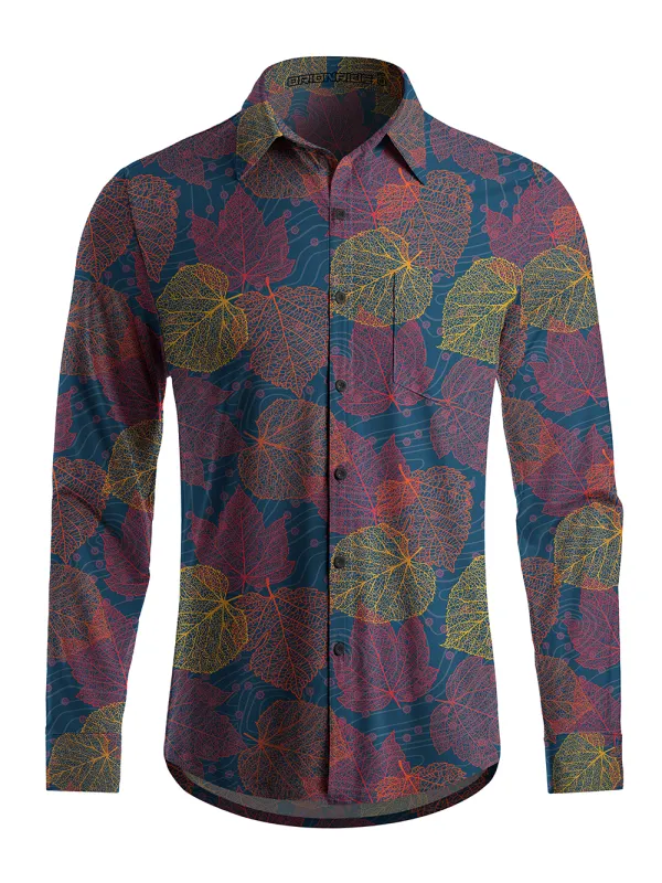 Orionride Leaf Vein Texture Men's Stretchy Breathable Long Sleeve Gravel Shirt made by Orionride
