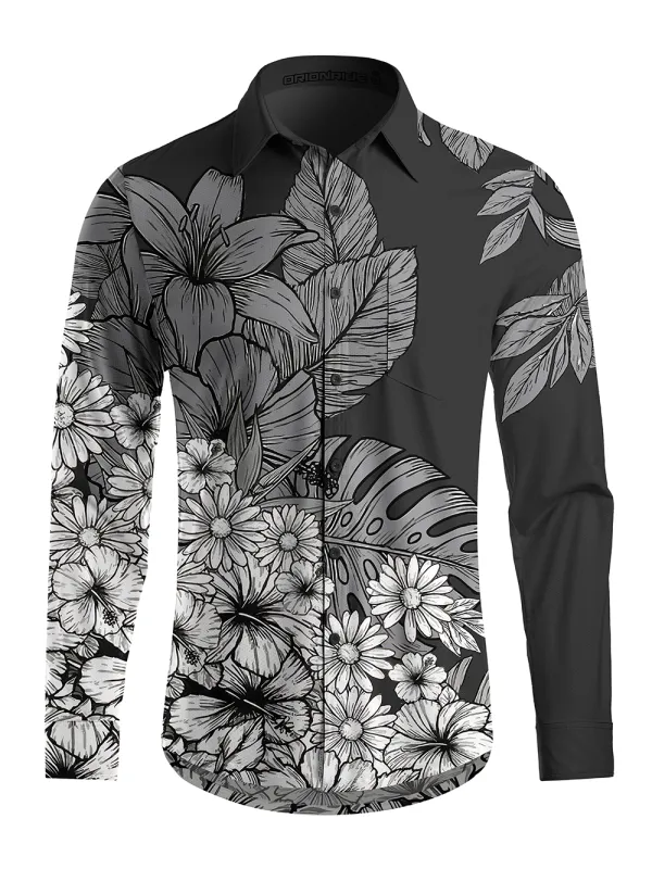 Orionride Shadow Flowers Men's Stretchy Breathable Long Sleeve Gravel Shirt made by Orionride