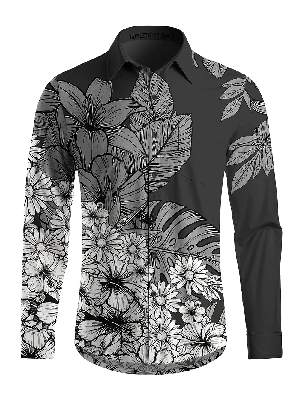 Orionride Shadow Flowers Men's Stretchy Breathable Long Sleeve Gravel Shirt sold by Orionride