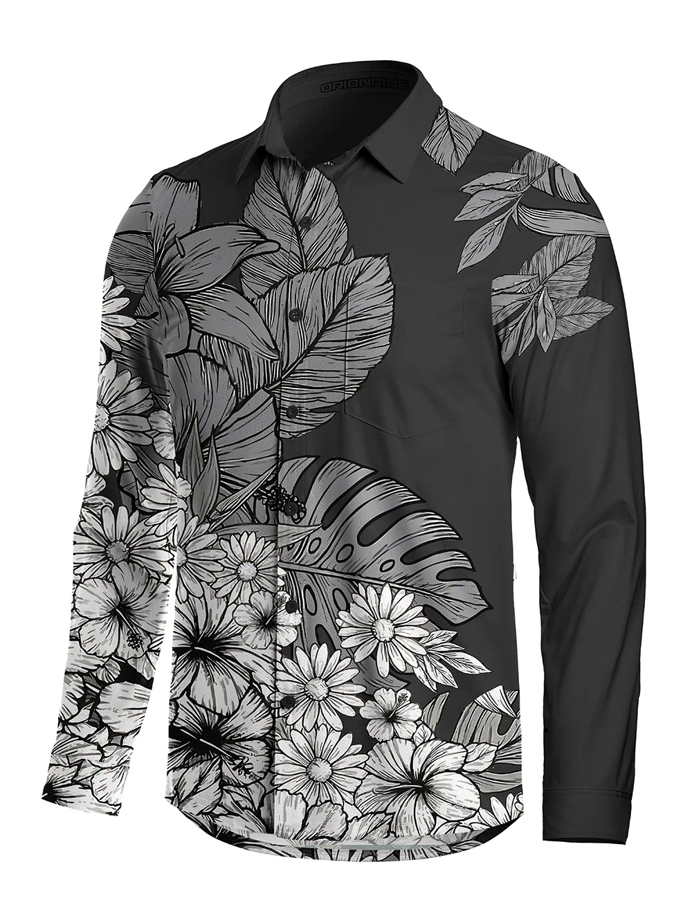 Orionride Shadow Flowers Men's Stretchy Breathable Long Sleeve Gravel Shirt sold by Orionride product image thumbnail 2