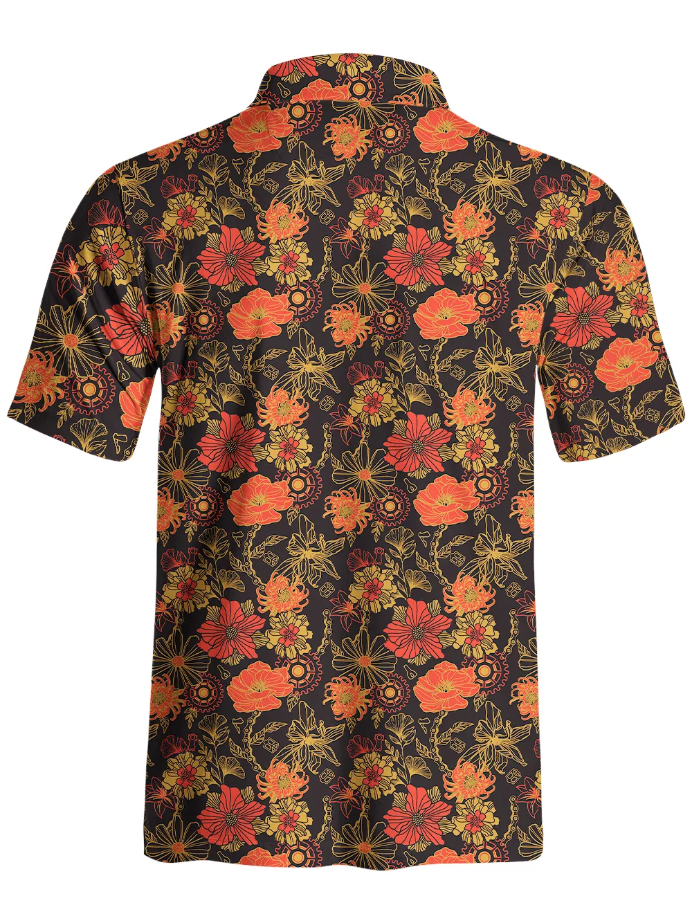 Orionride Vibrant Gear-Shaped Flowers Men's Polo Shirt sold by Orionride product image thumbnail 2