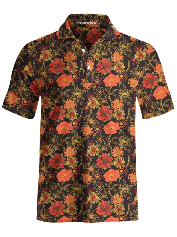 Orionride Vibrant Gear-Shaped Flowers Men's Polo Shirt made by Orionride