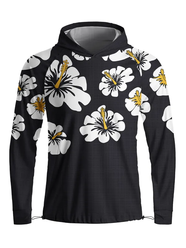 Orionride Hibiscus Flowers Bloom Long Sleeve Cycling Hoodie Shirt made by Orionride