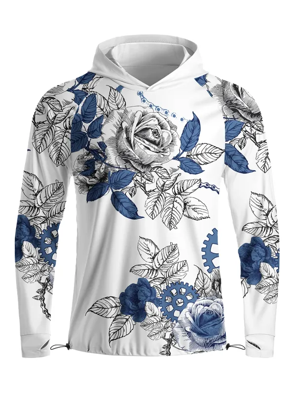 Orionride Blooming Roses Long Sleeve Cycling Hoodie Shirt made by Orionride
