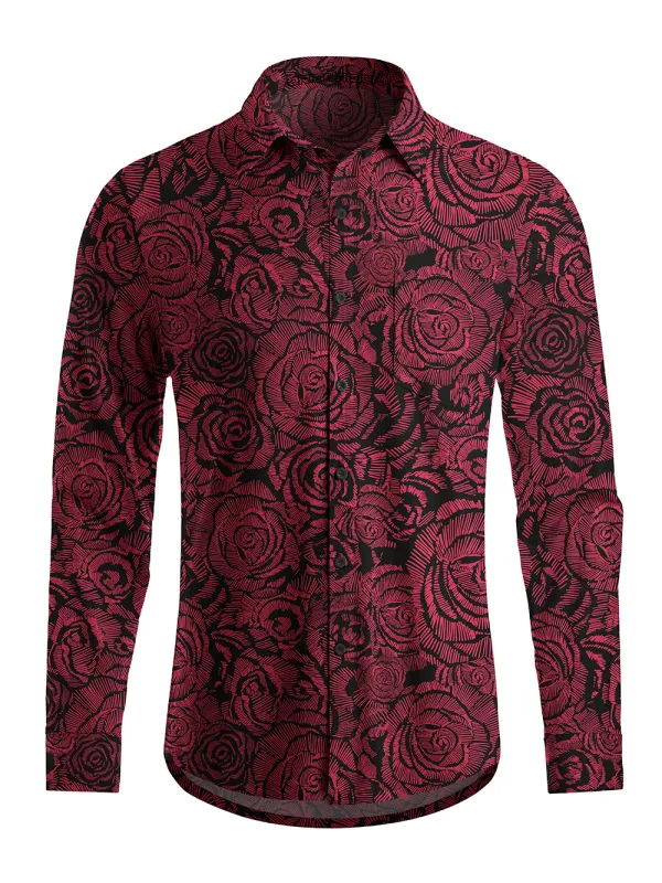 Orionride Rose Outline Men's Stretchy Breathable Long Sleeve Gravel Shirt made by Orionride