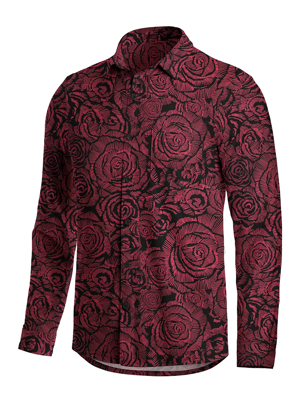 Orionride Rose Outline Men's Stretchy Breathable Long Sleeve Gravel Shirt sold by Orionride product image thumbnail 2
