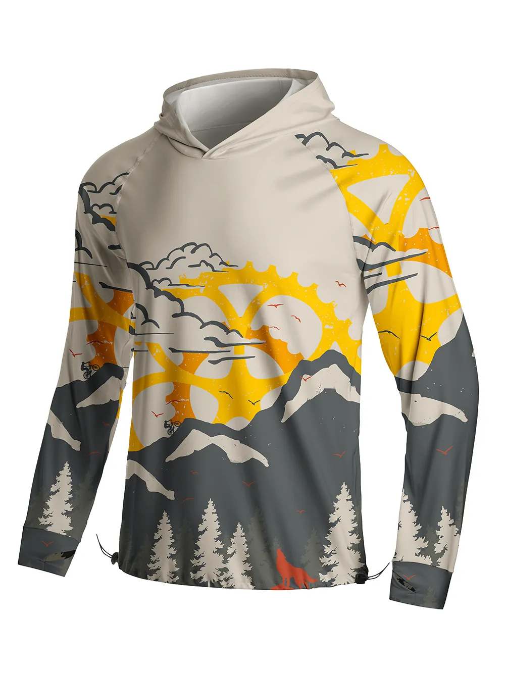 Orionride Mountain Inspired Long Sleeve Cycling Hoodie Shirt sold by Orionride product image thumbnail 2