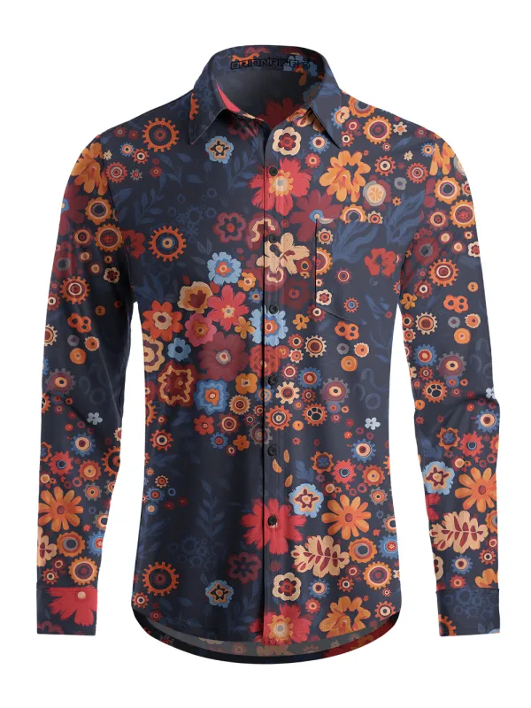 Orionride Mechanical Florals Men's Stretchy Breathable Long Sleeve Gravel Shirt made by Orionride