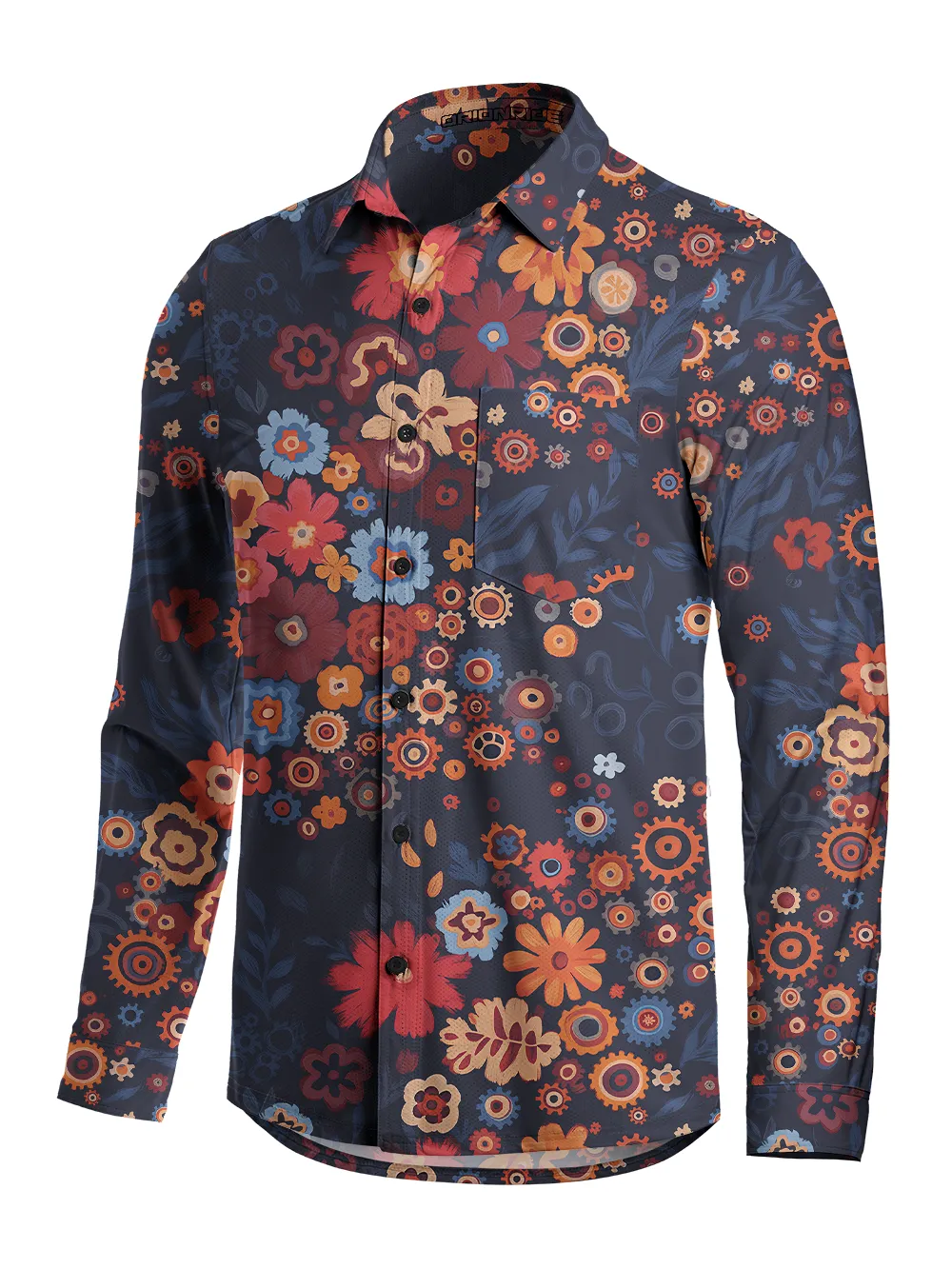 Orionride Mechanical Florals Men's Stretchy Breathable Long Sleeve Gravel Shirt sold by Orionride product image thumbnail 2