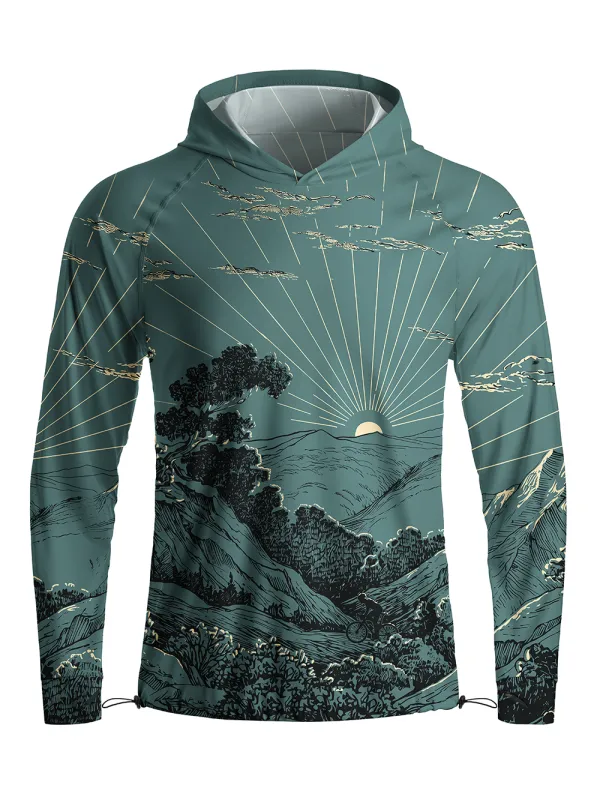 Orionride The Rising Sun Long Sleeve Cycling Hoodie Shirt made by Orionride