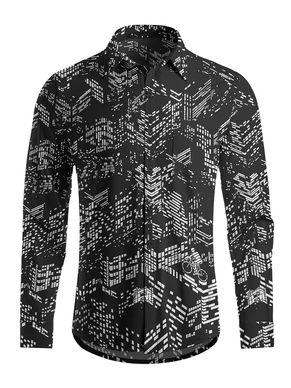 Orionride City Maze Men's Stretchy Breathable Long Sleeve Gravel Shirt made by Orionride
