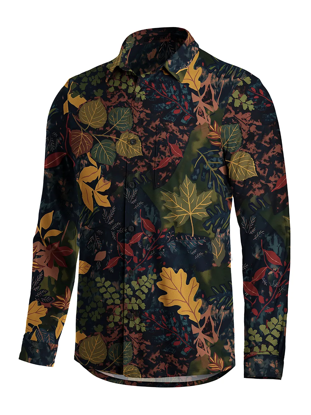 Orionride Fallen Leaves Men's Stretchy Breathable Long Sleeve Gravel Shirt sold by Orionride product image thumbnail 2