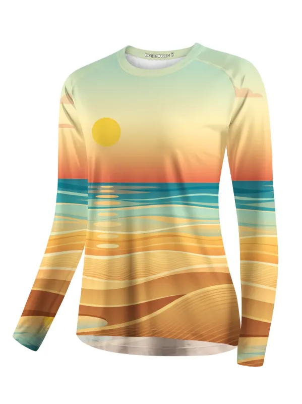 Orionride Golden Tide Line Women's Quick Dry Downhill Jersey made by Orionride