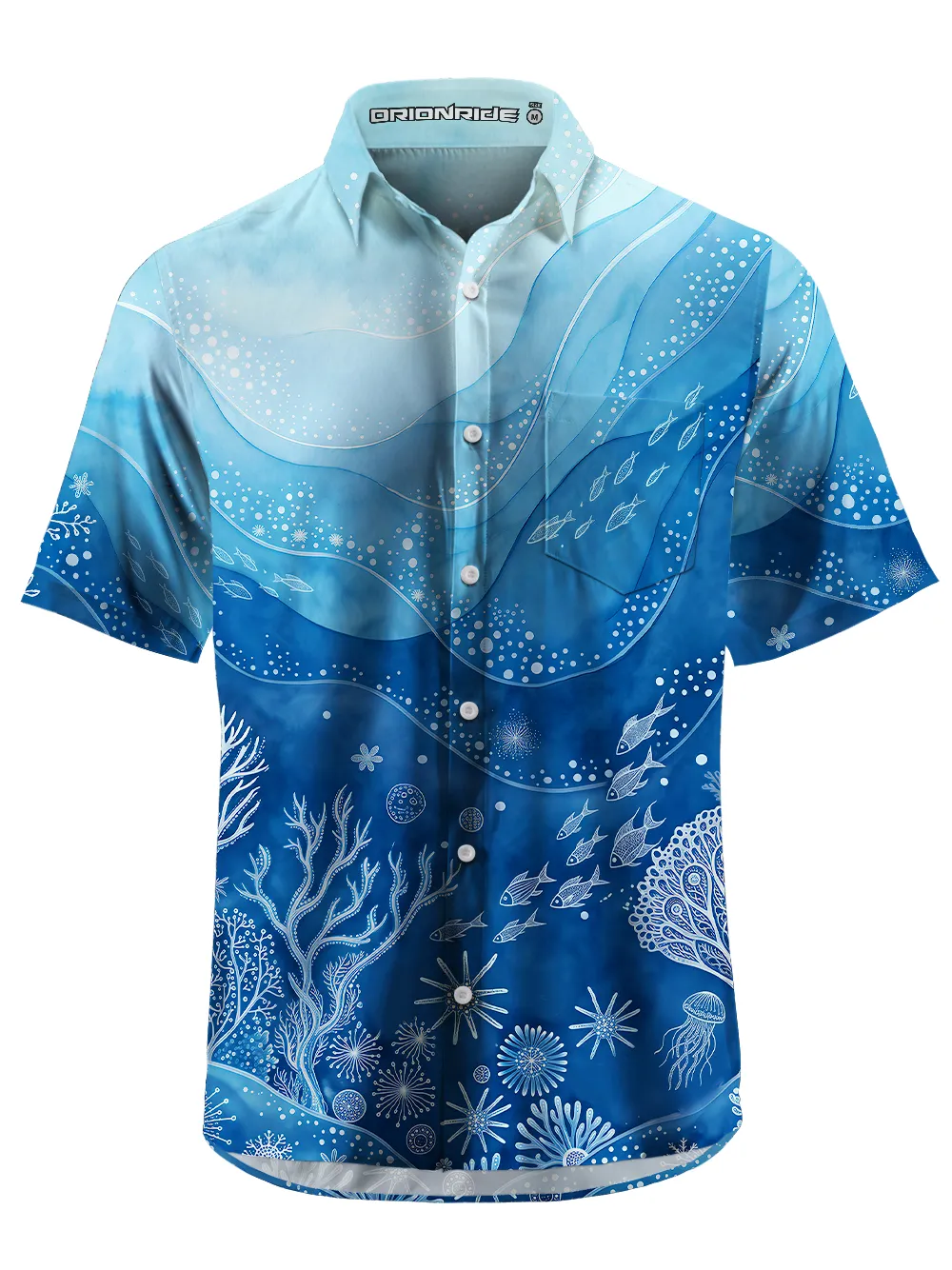 Orionride Ocean Chart Zipper Pockets Ultra Lightweight Short Sleeves Gravel Shirt sold by Orionride