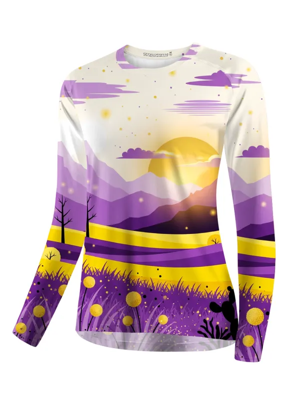 Orionride Purple Golden Field Women's Quick Dry Downhill Jersey made by Orionride
