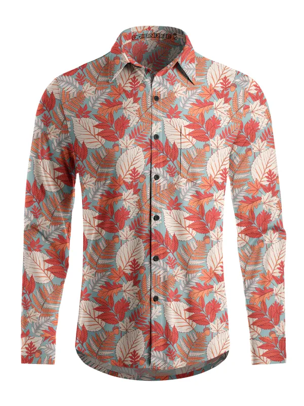 Orionride Autumn Leaf Men's Stretchy Breathable Long Sleeve Gravel Shirt made by Orionride
