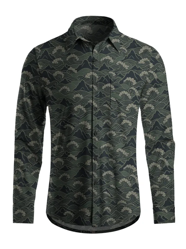 Orionride Mountain Wave Weave Men's Stretchy Breathable Long Sleeve Gravel Shirt made by Orionride