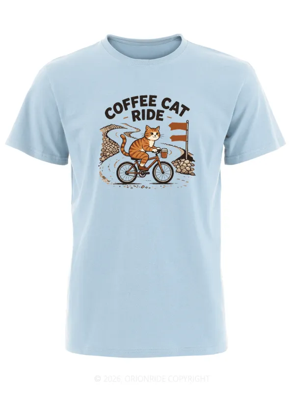 Orionride Cat Coffee Ride Short Sleeves Bike T-Shirt made by Orionride