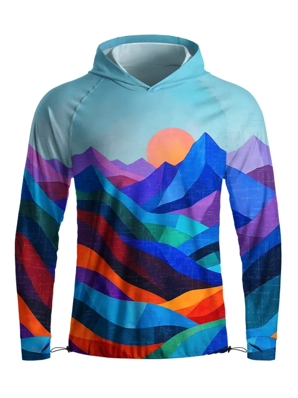 Orionride Color Fold Mountains Long Sleeve Cycling Hoodie Shirt made by Orionride