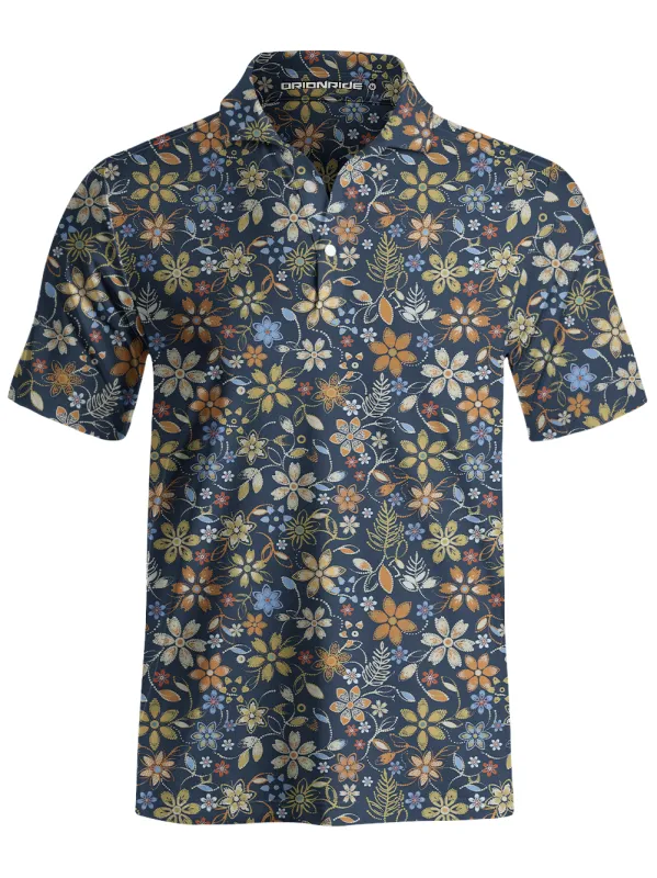 Orionride Embroidered Flower Men's Polo Shirt made by Orionride
