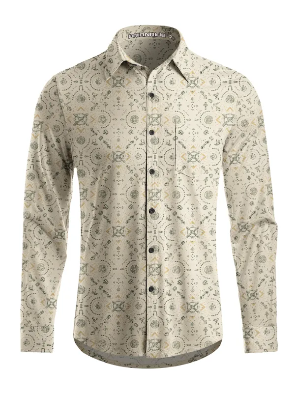 Orionride Tribal Motifs Men's Stretchy Breathable Long Sleeve Gravel Shirt made by Orionride